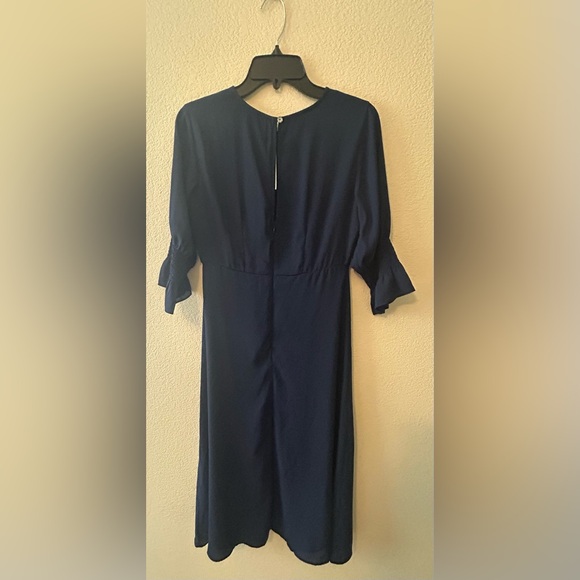 Halogen Ruffle Cuff Midi Dress In Navy Blue Size XS NWT - Picture 6 of 8